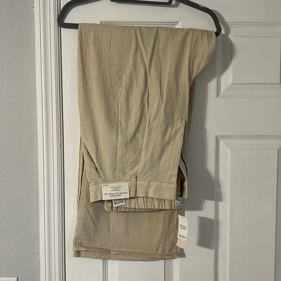 Linen Blend Wide Leg Womens Pants, Tailored Fit - Picture 3 of 4